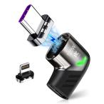 RoiCiel マグネットL字 USB C to Lightning/USB C 変換アダプタ【 PD対応 USB C to USB C 120W/ USB C toLightning端子入力65W/出力30W】2種類端子を選べる
