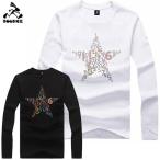 ショッピングセレブ 新作 送料無料 BOUNCE バウンス NO.STAR 数字星 ラインストーンロゴ メンズ ながそで 長袖Ｔシャツ DISCO-J