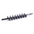 Koshihara K442 差込角 6.3mm(1/4インチ) ソケットホルダーラック ソケットラック収納レールトレイホルダー ソケットオーガナイザーレール 16個用 黒  台湾製