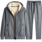 ジップパーカー 上下セット ジャケット 裏起毛 防寒 暖かい スウェット メンズ パーカー スエット コート 冬 ボア フード付き 冬 厚手 長袖 黒