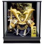 【五月人形】兜ケース飾り 【北寿】235-KT-1 大鍬型之兜 ※色彩箔仕上げ龍柄ケース ※オルゴール写真立て付き