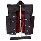 五月人形 【北寿】陣羽織 黒(牡丹に鳳凰)黒はちまき付 木製専用飾り台付 ※西陣織生地使用の極上仕立て!※別売り 烏帽子(+1,200円)
