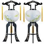 盆提灯 置き提灯 回転行灯対柄 回転 楓 10号 対柄 25W 紙張 菊桔梗 プラスチック 完成筒 青 花 モダン 盆提灯  盆提灯 回転提灯 回る 提灯 盆ちょうちん