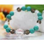 水晶スモーキークォーツターコイズブレスレットトルコ石ブレスレットスモーキー...