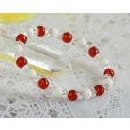 ブレスレットカーネリアンホワイトコーラル水晶ブレスレット天然石パワーストー...