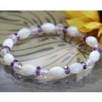 ブレスレットマザーオブパールアメジストローズクォーツアクセサリー天然石パワ...