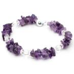ブレスレットアメジストさざれブレスレットパワーストーン紫水晶水晶2月誕生石...