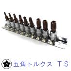 5角 トルクス ビットソケット 9個組 6.35mm 差込 TS ビット 五角 星形 1/4インチドライブ