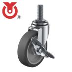 ユーエイ ET-100ELS-M12-35 ねじ込み式 自在 キャスター エラストマー 車輪径100mm ストッパー付き Eタイプ ET-S型 ネジ寸法M12×35ピッチ1.75 (1個)