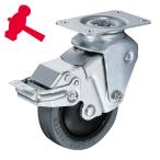 ハンマーキャスター 935BBE-FR100-23 クッションキャスター旋回式ゴム車輪 100mm 線径2.3mm ストッパー付 (1個)