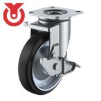 ユーエイ WJ2-150S プレート式 自在 キャスター ゴム 車輪径150mm ストッパー付き Jタイプ J2-S型 取付寸法80×80(75×75) (1個)