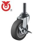 ユーエイ LT-65ELS-UNF1/2-14 ねじ込み式 自在 キャスター エラストマー 車輪径65mm ストッパー付き Lタイプ LT-S型 ネジ寸法UNF1/2×14山数20 (1個)