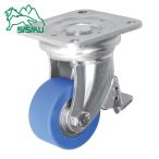 シシク SISIKU DHJB-80U-MC 低床超重荷重用キャスター 自在ストッパー付 80径 モノマーキャスティングナイロン車輪 三価クロメート (1個)