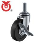 ユーエイ ET-75RHS-W3/8-14 ねじ込み式 自在 キャスター ゴム 車輪径75mm ストッパー付き Eタイプ ET-S型 ネジ寸法W3/8×14山数16 (1個)