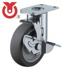 ユーエイ EF-75ELSBDS プレート式 自在 キャスター エラストマー 車輪径75mm ストッパー付き SILENTタイプ EF-DS型 取付寸法56×28 (1個)