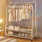ショッピングラック ハンガーラック おしゃれ 頑丈 キャスター付き パイプハンガー 衣類収納 洋服掛けラック 子供 洋服収納 洗濯物 室内干し 洗濯物落ち防止対策 梅雨対策