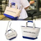 ショッピングトートバッグ キャンバス 敬老日　DEAN＆DELUCA ディーン＆デルーカ レディース 2way キャンバス トートバッグトートバッグ エコバッグ 夏限定色 ブルー&ナチュラル 大人気