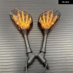 【並行輸入品】 オートバイ バックミラー スカル ハンドパターン ゴースト 爪 LED ライト ウィンカー ミラー 10MM ネジ ボルト モーター ミラー カスタムパ