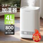 加湿器 蒸気式加湿器 4L 大容量 スチーム式 上から給水可能 最大35畳対応 ガラスタンク 高温除菌 蒸気 卓上/オフィス用 静音 省エネ オシャレ お手入れ簡単