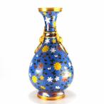 故宮博物院 七宝焼き 七宝焼 昭和レトロ インテリア 花柄 花瓶 中国雑貨 レトロ 故宮 中国 風水 開運グッズ 縁起物( 故宮博物院レプリカインテリア瓶 青 )