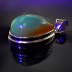 ブルーアンバー琥珀ネックレスペンダントトップ大きめアクセサリーパワーストー...