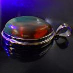 ブルーアンバー琥珀ネックレスペンダントトップ大きめアクセサリーパワーストー...