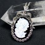 カメオネックレスオニキスシェルペンダントパワーストーン大きめアクセサリーレ...