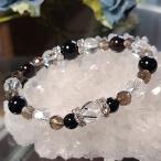 ブラックルチルスモーキークォーツオニキスブレスレット黒い石魔除けパワースト...