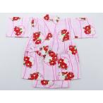 ショッピング甚平 女の子 110cm 女児 日本の染め 甚平 ピンク つばき 女の子用 k-179-17