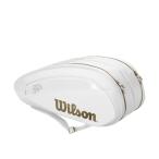 ウイルソンWilson テニスバッグ  FEDERER DNA 12 PACK  WHITE/GOLD ラケットバッグ12本入 ロジャー・フェデラー2019ウィンブルドン使用予定モデル  WR8004401001