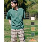 クリフメイヤー KRIFF MAYER メンズ ユニセックス Tシャツ ワンポイント 綿 コットン100 ユーズド加工 古着風 アウトドア ピグメント ヘンリーネック 半袖 ポケT