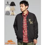 クリフメイヤー KRIFF MAYER メンズ ユニセックス 裏起毛 スタジャン ライトアウター カーディガン 羽織り 前開き 秋 冬 春 ざっくり裏毛刺繍スナップカーデ