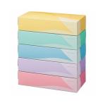 ショッピングティッシュペーパー (まとめ)TANOSEE ティッシュペーパー5colors 200組/箱 1パック(5箱)〔×20セット〕