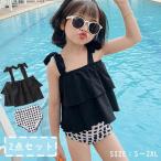 水着 女の子 2点セット キャミソール ショーツ 女児 キッズ スクール水着 ベビー水着 ノースリーブ スクール 水遊び 子供水着 こども チェック柄