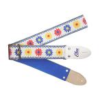 Elara Straps (エララストラップ) Happy Daisy White Ultrasuede 美しい 頑丈 プロ仕様 ギターストラップ