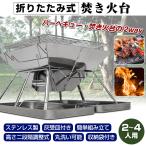 折りたたみ式焚き火台 バーベキューコンロ キャンプ 折りたたみ式 アウトドア BBQ 焚き火台 持ち運び 灰受皿付き 2-4人用 収納 od514