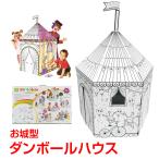ダンボールハウス 紙 ペンつき キャッスル型 子ども キッズ 段ボール 家 工作 白 色塗り 塗り絵 秘密基地 クリスマス pa122