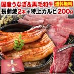 ギフト 国産うなぎ＆黒毛和牛 豪華Bセット(長蒲焼＆特上カルビ) 長蒲焼 (106g〜116g) x2本＆特上カルビ200g 贈答 送料無料 クール