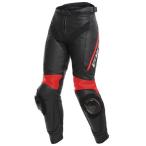 ☆【Dainese】デルタレディースレザーパンツ/ジーンズ　Black/Black/Fluro Red|Ladies UK 12