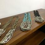 メール便対応可 アジアン シルバービーズデザインネックレス 8連 黒 ターコイズブルー ゴールド アクセサリー アジアン雑貨 バリ島