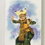 バリ絵画 人物画 レゴンダンス W30×H40 (1173-4) バリの絵 バリアート アートパネル モダン 祭り 舞踊 民族舞踊 絵 バリ雑貨