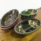デコレーショントレイ 木製 ウッドトレイ 楕円形 花柄 絵柄入り 光沢 5色 バリ風インテリア