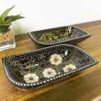 デコレーショントレイ ウッドトレイ 木製 花柄 絵柄入 光沢 2色 アジアン バリ風インエリア