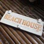 ドアプレート サインプレート 木製 BEACH HOUSE おしゃれ アンティーク調 バリ雑貨 アジアン インテリア