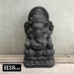 石像 ガネーシャ 置物 黒 H38cm セメ