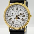 Movado モバード 87-03-862 ホワイト QZ ユニセックス ムーンフェイズ トリプルカレンダー 腕時計 稼働品