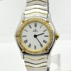EBEL エベル 181930 ホワイト QZ レディース クラシックウェーブ ベゼルダイヤ 腕時計 稼働品