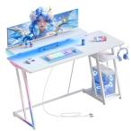 YeTom ゲーミングデスク LEDライト付き ゲーミング テーブル ゲームデスク 幅120cm 収納棚付きゲームテーブル 机 pcデスク ゲー