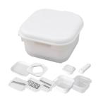 ニトリNITORI 1台7役でコンパクトに収納できる スライサー ザル ボウル セット ホワイト 幅31×奥行20.9×高さ11cm 89781