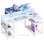 YeTom l字デスク LEDライト付き ゲーミングデスク 幅130cm パソコンデスク デスク ゲーミングデスク 白 ゲームデスク pcデスク